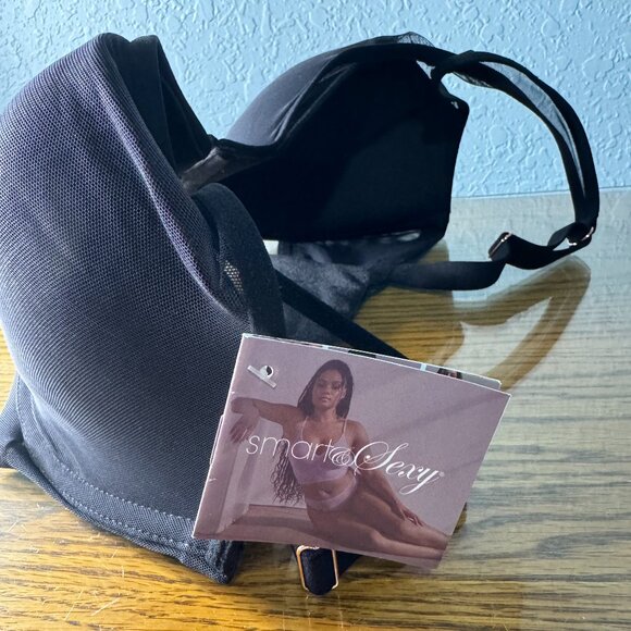 Smart & Sexy Mesh Plunge Bra | Black Hue Mesh 32DDD - Picture 3 of 4